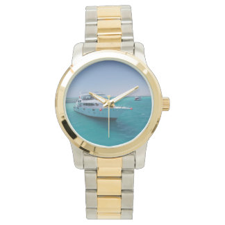 Snow-white yacht  near the White Island in Red Sea Watch