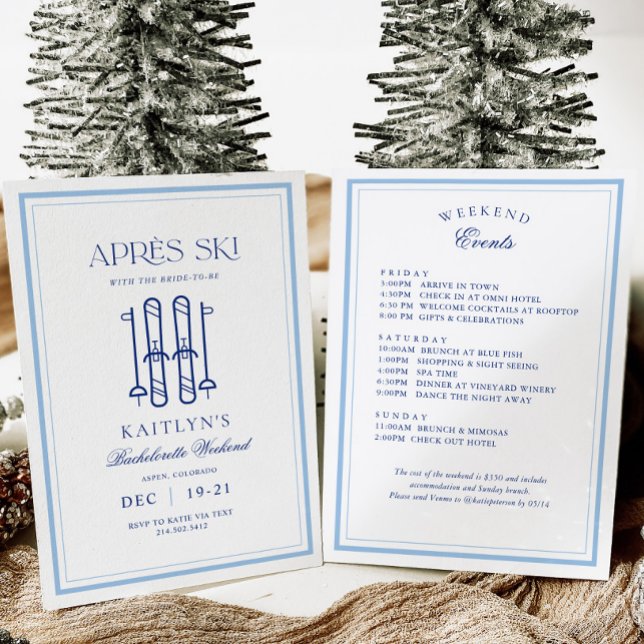Snow Winter Apres Ski Bachelorette Weekend Invitation (Creator Uploaded)