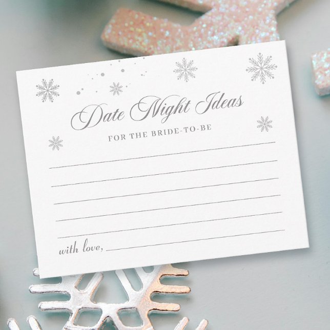 Snow Winter Bridal Shower Date Night Ideas Card (Creator Uploaded)