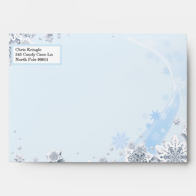 Snow Winter Flurries Festive Return Address Envelope (Front)