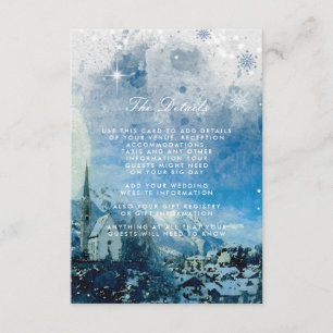 snow winter holiday wedding details information enclosure card