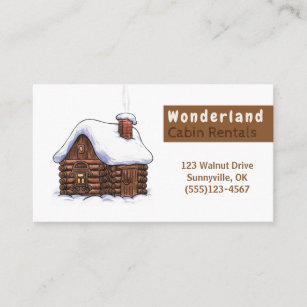 Snow Winter Style Cabin Rental Service Business Card