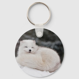snow winter weather frozen snow ice Arctic Fox Key Ring