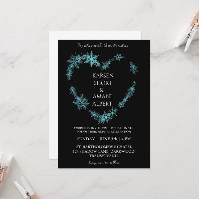 snow winter wonderland wedding invitations (Front/Back In Situ)