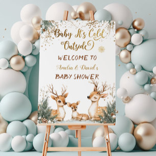 Snow Winter Woodland Baby Shower Welcome Sign