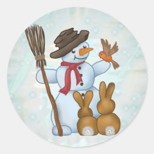 Snow with animals  classic round sticker