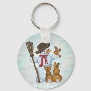 Snow with animals  key ring