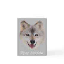 Snow Wolf Birthday Card