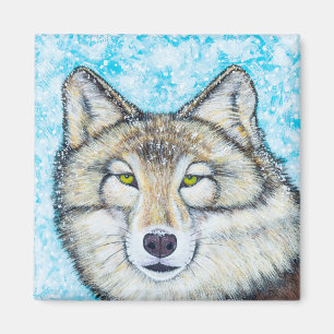 Snow Wolf Magnet