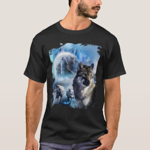 Snow Wolves Howling At Moon Ice Wolf T-Shirt