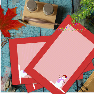 Snow Woman Red Lined Christmas Writing Paper