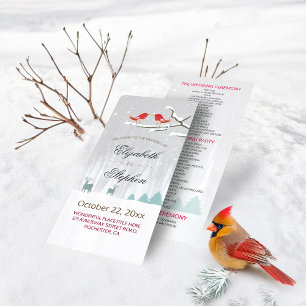 Snow Wonderland Birds Deer Winter Wedding Programs