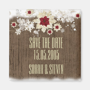Snow Wood Christmas Save the date Magnet