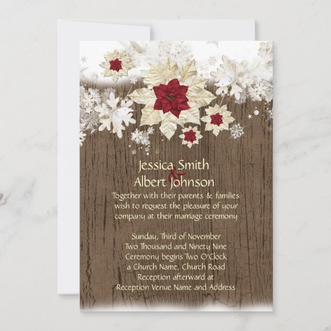 Snow Wood Christmas Wedding Invite (Front)