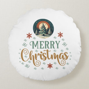 Snow Xmas Christmas Globe Round Cushion