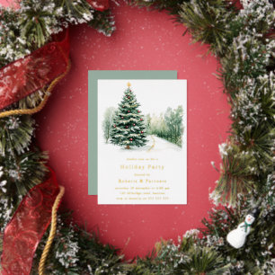 Snow & Xmas Trees Gold Foil Christmas Party