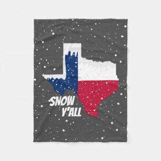 Snow Y'all - Texas Map with Snow Fleece Blanket