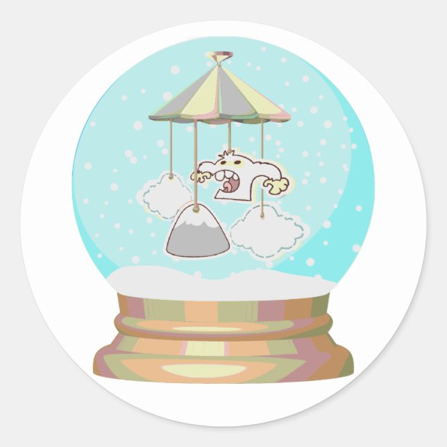 Snow yeti snow globe cute winter baby shower classic round sticker (Front)