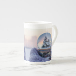 Snowball Christmas tree winter snowfall  Bone China Mug