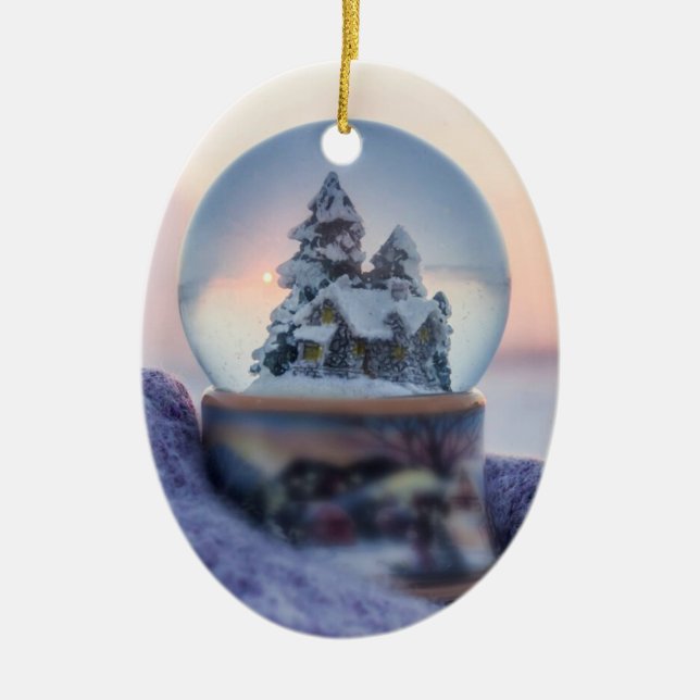 Snowball Christmas tree winter snowfall  Ceramic Ornament (Front)
