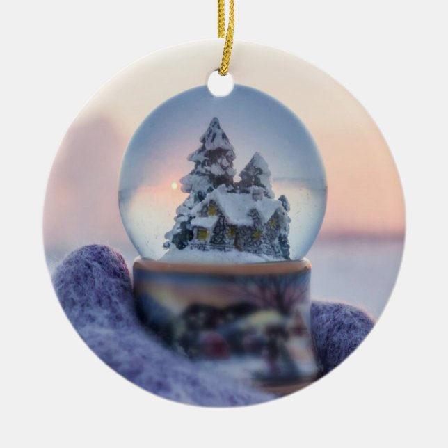 Snowball Christmas tree winter snowfall  Ceramic Ornament (Front)