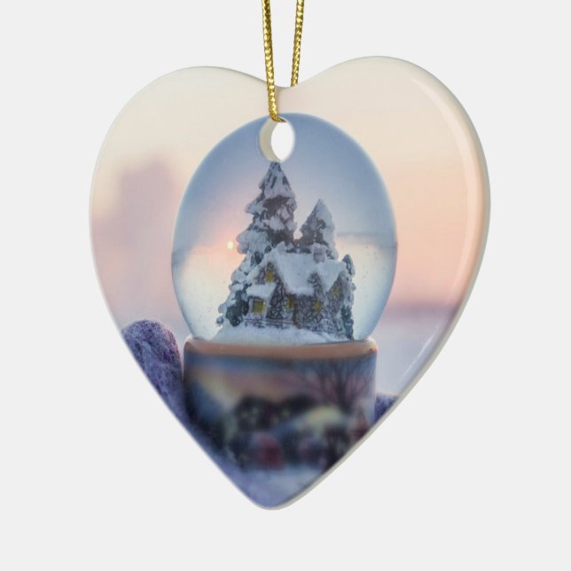 Snowball Christmas tree winter snowfall  Ceramic Ornament (Left)