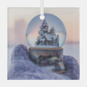 Snowball Christmas tree winter snowfall  Glass Tree Decoration