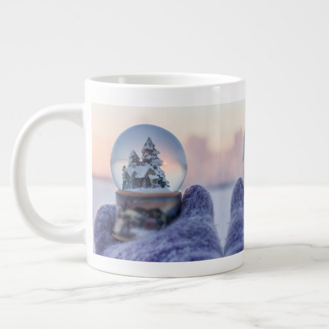 Snowball Christmas tree winter snowfall  Large Coffee Mug (Left)