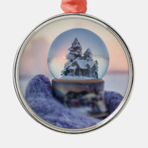 Snowball Christmas tree winter snowfall Metal Ornament