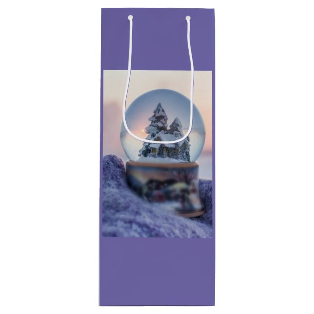 Snowball Christmas tree winter snowfall  Wine Gift Bag (Front)
