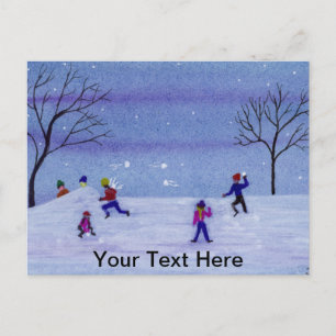 Snowball Fight Postcard