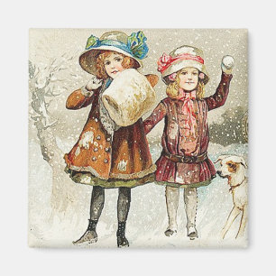 Snowball Girls Vintage Magnet
