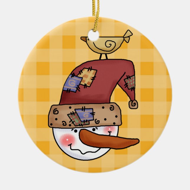 Snowball Head Snowmen Ornament (Front)