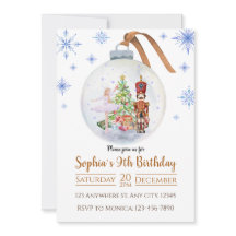 Snowball Nutcracker Winter Birthday Invitation