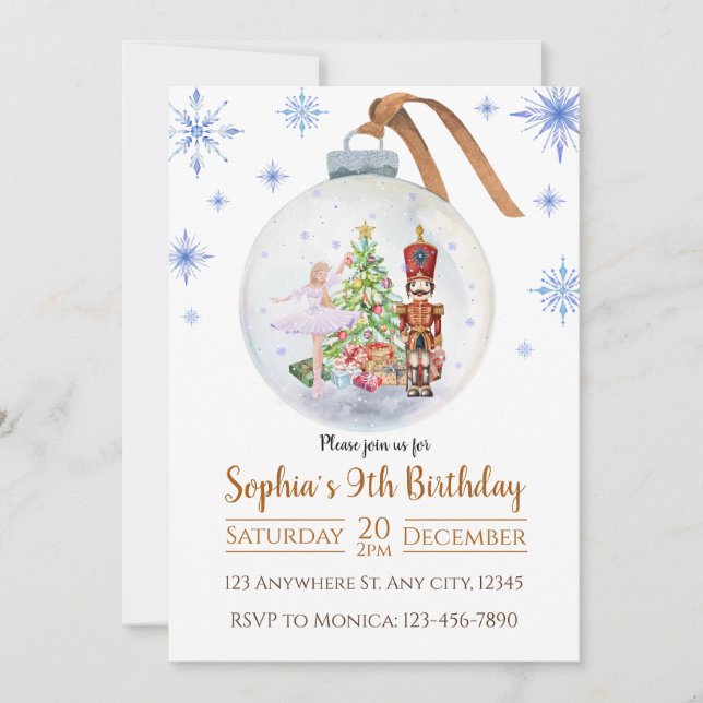 Snowball Nutcracker Winter Birthday Invitation (Front)