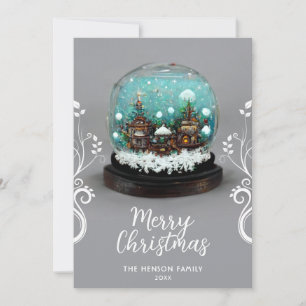 Snowball Winter Village Climbing Plant Christmas  Holiday Card