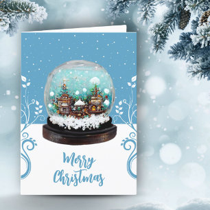 Snowball Winter Village Climbing Plant Christmas  Holiday Card