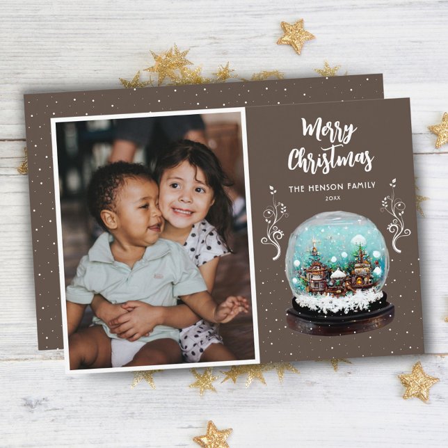 Snowball Winter Village Photo Merry Christmas Holiday Card (Creator Uploaded)