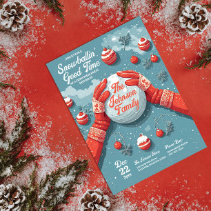 Snowballin' Fun Unique Christmas Party Invitation