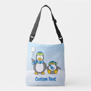 Snowballing penguins crossbody bag