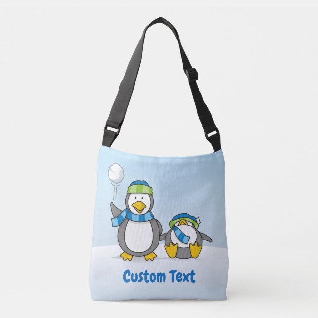 Snowballing penguins crossbody bag (Front)