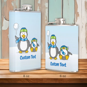 Snowballing penguins flask