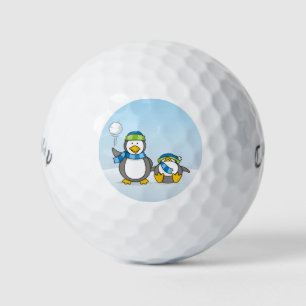 Snowballing penguins golf balls