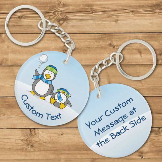 Snowballing Penguins Keychain (Creator Uploaded)