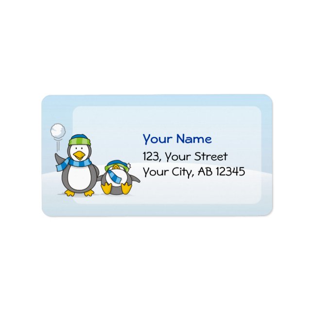 Snowballing penguins label (Front)