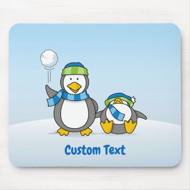 Snowballing penguins mouse pad (Front)