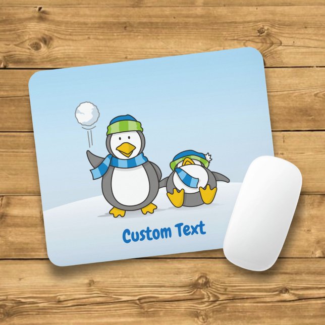 Snowballing penguins mouse pad (Creator Uploaded)