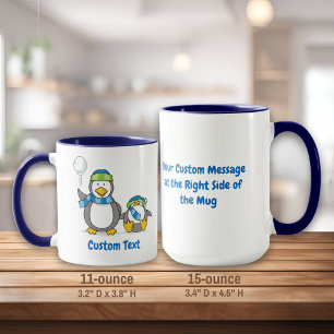 Snowballing penguins mug