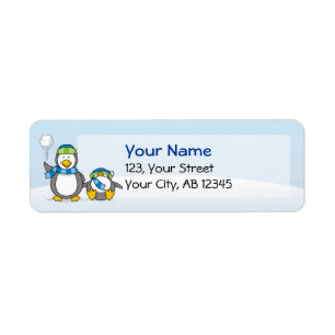 Snowballing penguins return address label