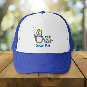Snowballing penguins trucker hat